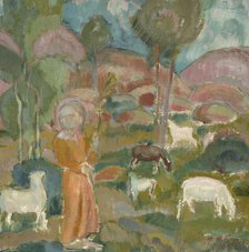 Shepherdess, 1915. Creator: Yrjö Aleksander Ollila.