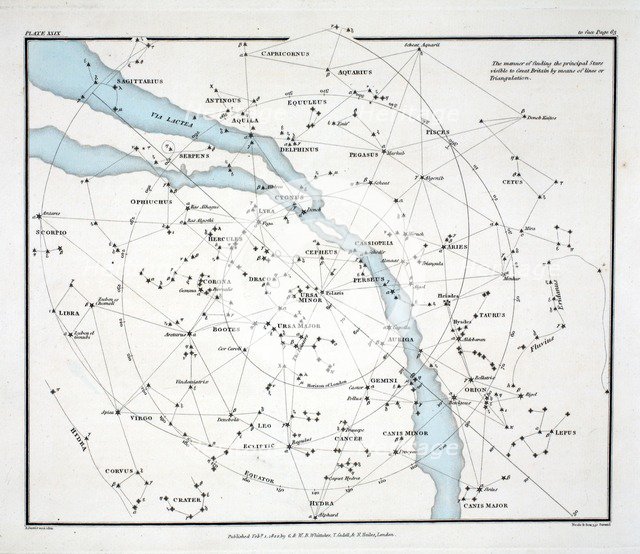 Map showing the principal stars which are visible in Great Britain (Plate (XXIX), 1822.
