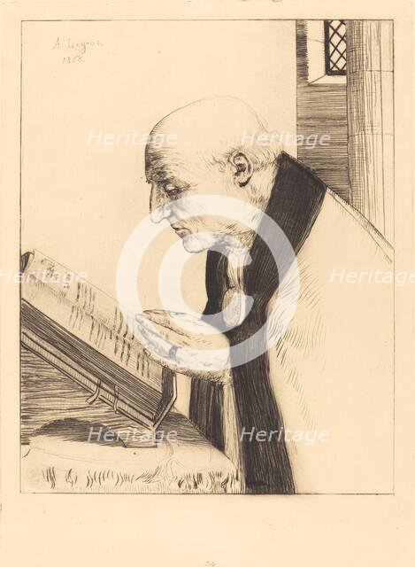 Reading of the Office of the Day (La lecture de l'office), 1868. Creator: Alphonse Legros.