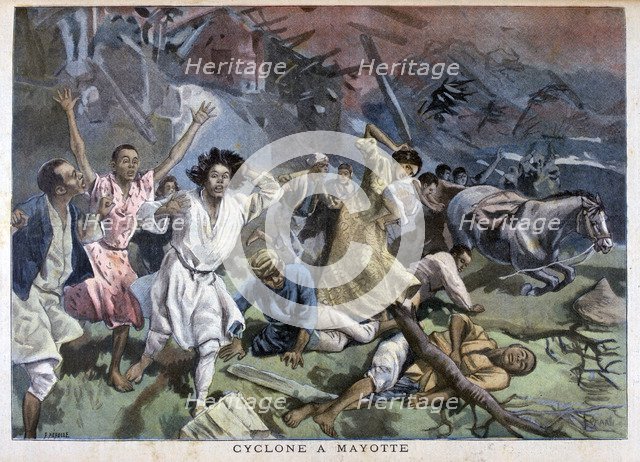 Cyclone in Mayotte, 1898.  Creator: F Meaulle.