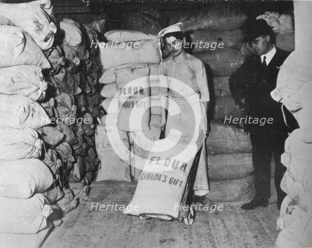 Part of Canada's gift of flour of the relief of war distress in England', 1915. Artist: Unknown.