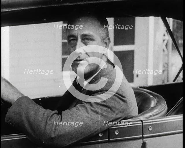 Franklin Delano Roosevelt, Future President of the United States, in a Car, 1932 Creator: British Pathe Ltd.