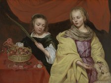 Two Girls as Saint Agnes and Saint Dorothy. Creator: Michaelina Woutiers.