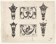 Blackwork Print with Two Horizontal Panels and Four Bezels, ca. 1620. Creator: Claes Jansz Visscher.