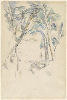Trees Leaning over Rocks, c. 1892. Creator: Paul Cezanne.