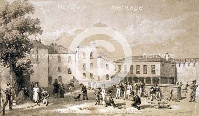 View of the playground of Burlington House and School, Fulham, London, c1825. Artist: Anon