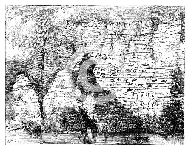 A rock inscription on the banks of the Yenisei river, 1895. Artist: Unknown