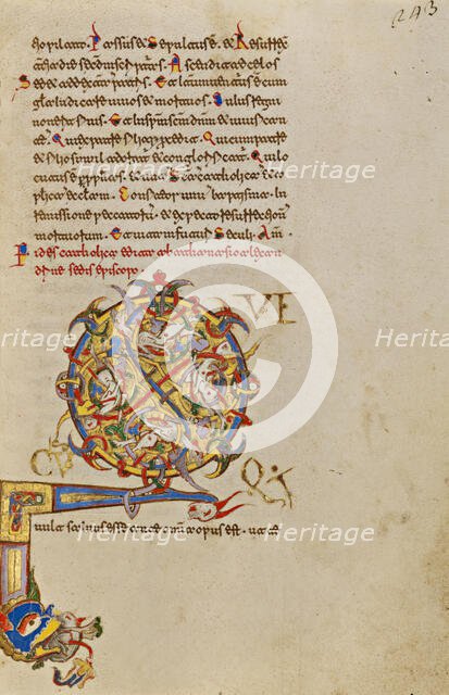 Inhabited Initial Q; Breviary, 1153. Creator: Unknown.