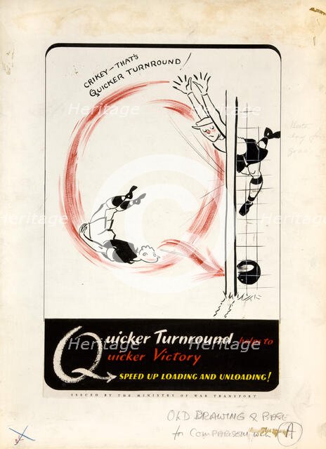 'Quicker turnround helps to quicker victory. Speed up,,,', WWII poster, between 1939 and 1946. Creators: Central Office of Information, Unknown.