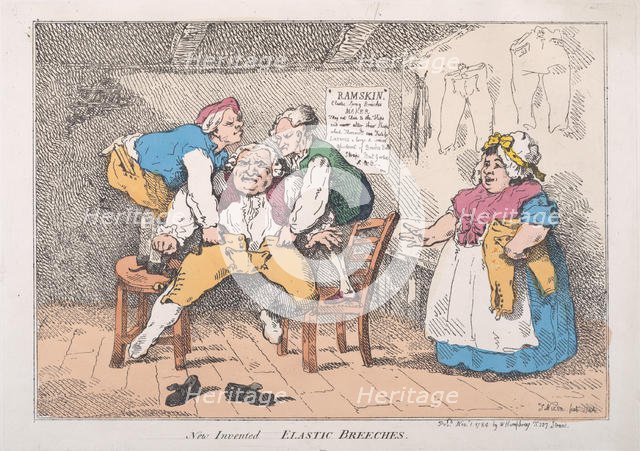 New Invented Elastic Breeches, November 1, 1784., November 1, 1784. Creator: Thomas Rowlandson.