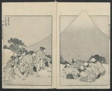 Sliding Down (left); The Opening of Fuji (right) from One Hundred Views of Mount Fuji, 1834. Creator: Hokusai.