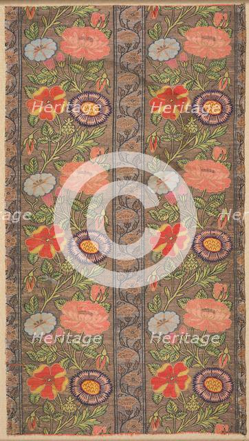 Floral striped silk on a golden ground, 1600-1650. Creator: Unknown.