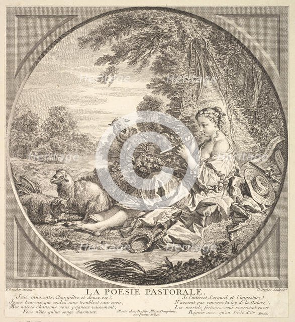 Pastoral Poetry, ca. 1742. Creator: Claude Augustin Duflos le Jeune.