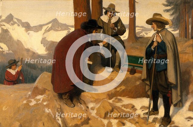 Pascal's experiment in the Puy de Dôme to test the relation between atmospheric...1648, c1910s. Creator: Ernest Board.