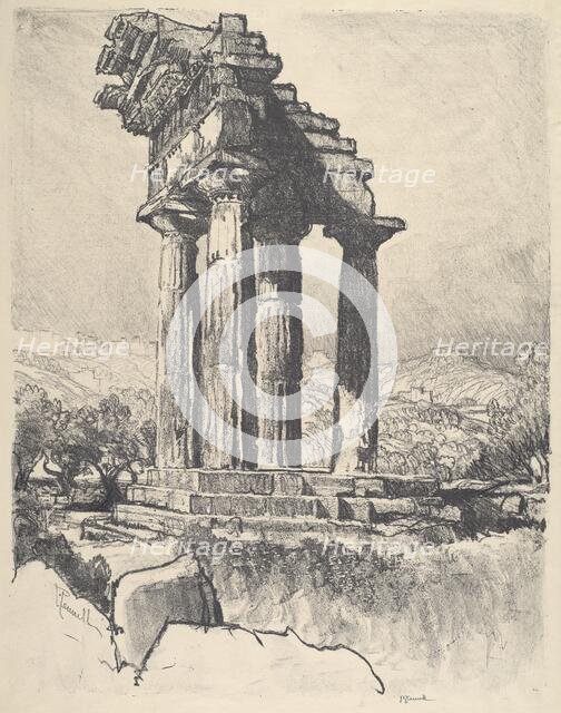 The Columns of Castor and Pollux, Girgenti, 1913. Creator: Joseph Pennell.