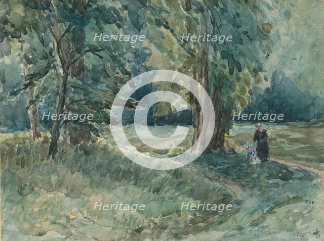 Mrs. Storm van 's Gravesande née Clifford with her daughter in Bieberich's park, 1895. Creator: Carel Nicolaas Storm.