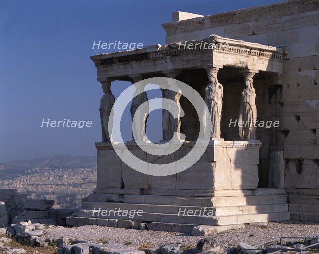 Caryatid detail, Erechtheion, Athens, Greece, 2018. Creator: Ethel Davies.