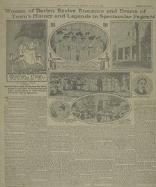 Page of New York herald, Sunday July 27 1913, with reproduction of pageant of Darien poster, c1913. Creator: Unknown.