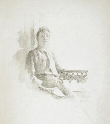 Portrait of a Woman Seated on a Balcony, 19th century. Creator: Theodore Robinson.