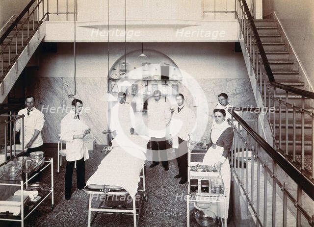 University College Hospital: medical staff in an operating theatre..., c1900s. Creator: Unknown.