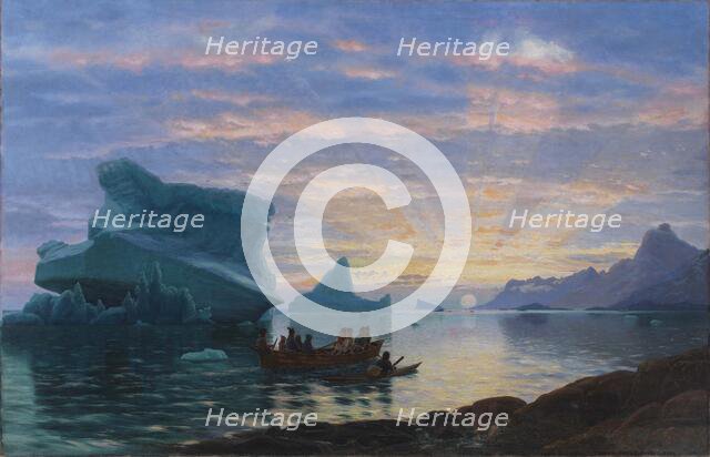 Midnight at the coast of Greenland, 1872. Creator: Rasmussen, Carl (1841-1893).