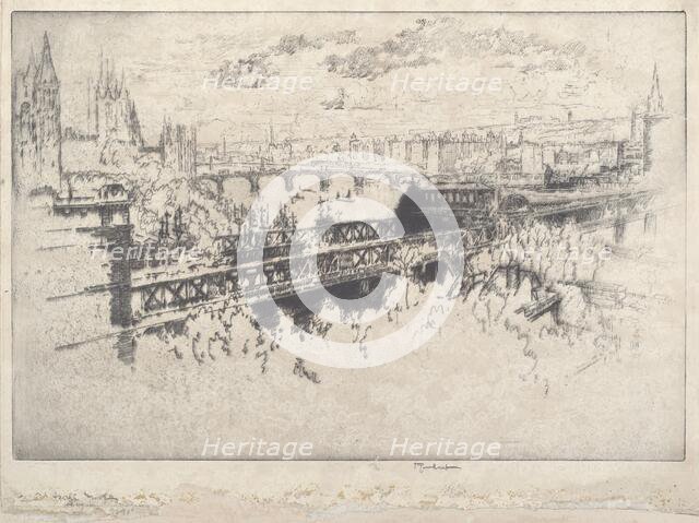 London over Charing Cross Bridge, 1910. Creator: Joseph Pennell.