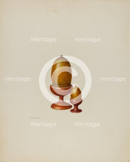 Pa. German Wooden Acorns, c. 1941. Creator: Hester Duany.