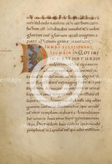 Decorated Initial D; Gospel Lectionary, late 10th century. Creator: Unknown.