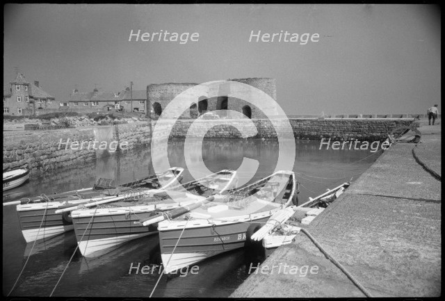 Beadnell Harbour piers, Beadnell, Northumberland, c1955-c1980. Creator: Ursula Clark.