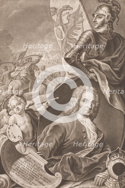 Portrait of Georg Philipp Rugendas (1666-1742), c. 1745. Creator: Haid, Johann Gottfried (1710-1776).