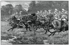 Charge of the 5th and 7th Dragoon Guards, review in Windsor Park, 1900. Artist: Unknown