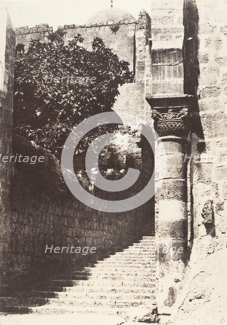 Jérusalem, Saint-Sépulcre, Colonne du parvis, 1854. Creator: Auguste Salzmann.