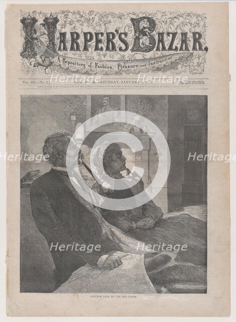 Another Year by the Old Clock (Harper's Bazar, Vol. III), January 1, 1870. Creator: Unknown.