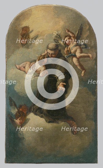 Saint Anthony on a Cloud Surrounded by Angels, 1770-1800. Creator: Unknown.