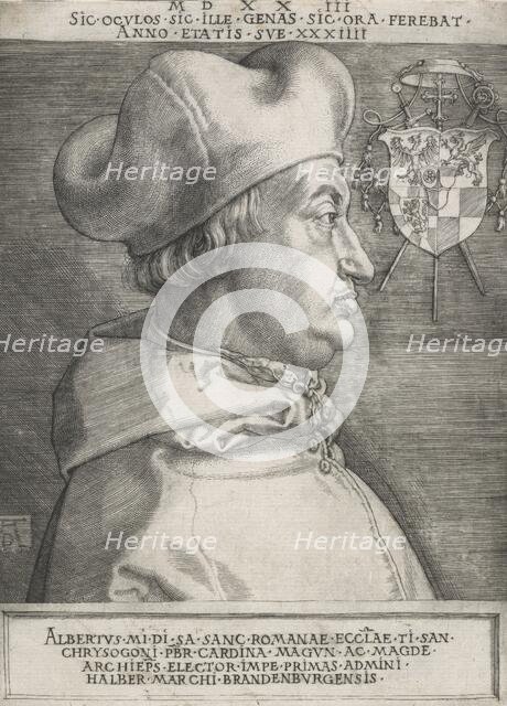 Cardinal Albrecht of Brandenburg (The large cardinal), 1523. Creator: Albrecht Durer.