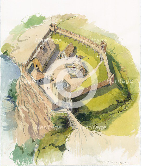 Barnard Castle, Durham, c1100. Artist: Terry Ball.