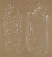 Female - Drapery Study of two Standing Figures, 1865-1868. Creator: Sir Edward Coley Burne-Jones.