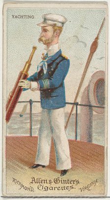 Yachting, from World's Dudes series (N31) for Allen & Ginter Cigarettes, 1888. Creator: Allen & Ginter.