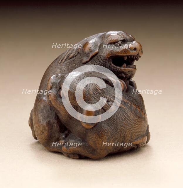 Pair of Chinese Lions, early 19th century. Creator: Kano Tomokazu.