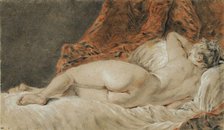 Femme allongée vue de dos, dit le Sommeil, ca 1720. Creator: Boucher, François (1703-1770).