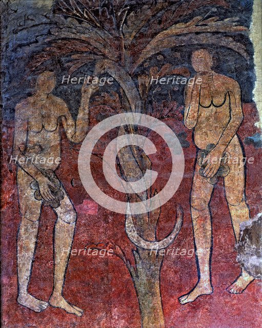 The original Sin', mural painting belonging to the triumphal arch of the central apse of the nave…