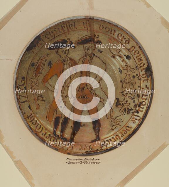 Pa. German Pie Plate, c. 1937. Creator: Elmer G Anderson.