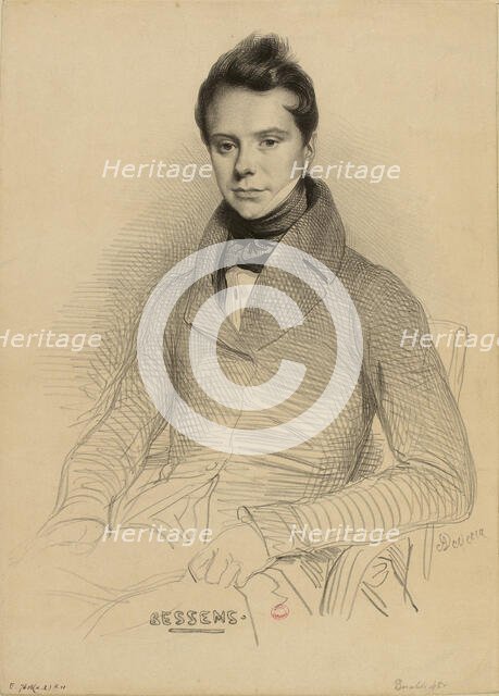 Portrait of the violinist and composer Antoine Bessems (1806-1868), 1832. Creator: Devéria, Achille (1800-1857).