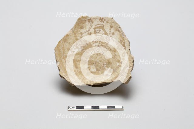 Fragmentary base of a bowl with image of a rider, early 13th century. Creator: Unknown.