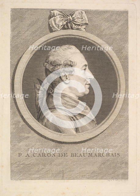 Portrait of P.A. Caron de Beaumarchais, 1773. Creator: Augustin de Saint-Aubin.