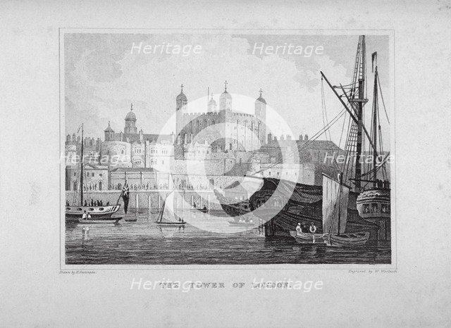 Tower of London, c1830. Artist: William Woolnoth