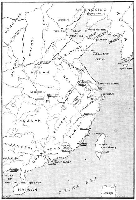 The Chinese Crisis: positions of Port Arthur and Kiau-Chiau, occupied by Russia and Germany, 1898. Creator: Unknown.