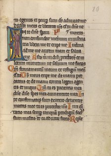 Initial I: A Standing Man; Psalter, about 1240-1250. Creator: Unknown.