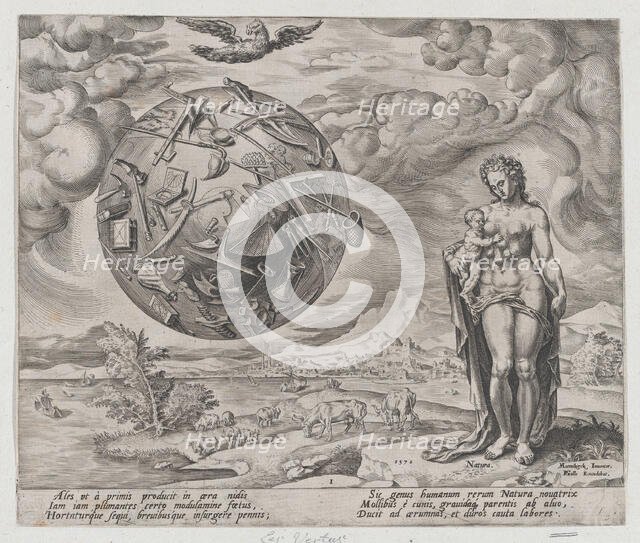 Man Born to Toil, from The Reward of Labour and Diligence, plate 1, 1572., 1572. Creator: Philip Galle.