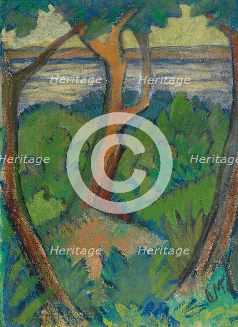 Landscape with three trees, 1923. Creator: Mueller, Otto (1874-1930).